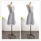 Silver Grey Modest Tulle Prom Dress - Laurafashionshop