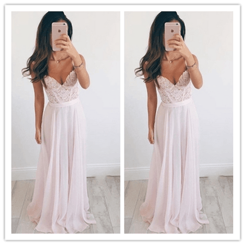 A-Line Design Spaghetti Straps Appliques Prom Dresses - Laurafashionshop