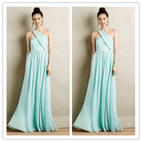 Mint one shoulder Chiffon 2022 Bridesmaids Dress Prom Dress - Laurafashionshop