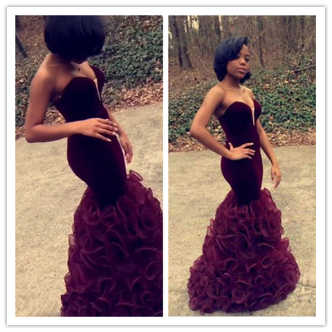 Mermaid Stunning Sweetheart Burgundy Prom Dresses