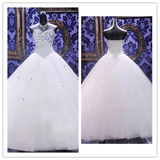 Luxurious A Line Princess Beaded Strapless Wedding Dress Gowns