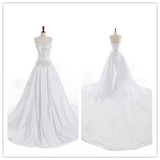 Beaded A Line Sweetheart Long Wedding Bride Dresses