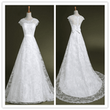 Crew Neckline Cap Sleeve Romantic Lace Charming Wedding dress - Laurafashionshop