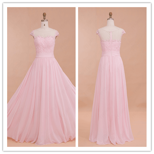Pink Classy Modest Bridesmaid Dresses Prom Dresses - Laurafashionshop