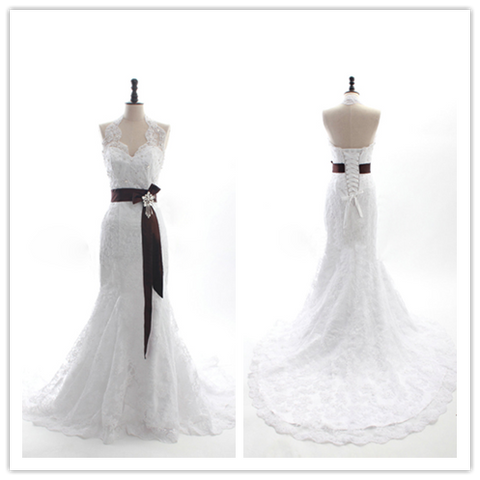 A-Line Beach Deep V-Neck Cap Sleeve Wedding Dresses