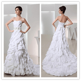 A-line Sweep Brush Train Chiffon Sweetheart Wedding Dresses - Laurafashionshop