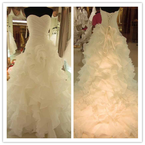 Chiffon Detail and Lace Wedding Gown with Ruffle