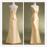 Sheath Sweetheart Simple Long Satin Bridesmaid Dress with Pleats