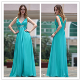New Fashion V Neck V Back Turquoise Designer Dresses