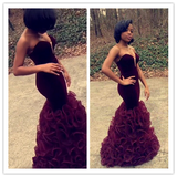 Mermaid Stunning Sweetheart Burgundy Prom Dresses