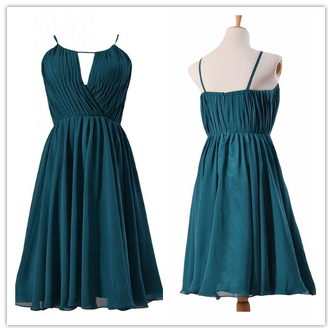 V-neck Elegant A-line Long Chiffon White Bridesmaid Dress