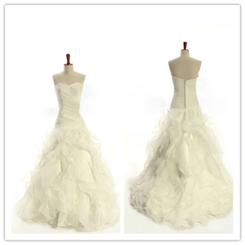 Grace satin organza mermaid sweetheart neckline floor-length wedding dress