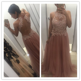 Glamorous Tulle A-Line Beading Real Made Prom Dresses