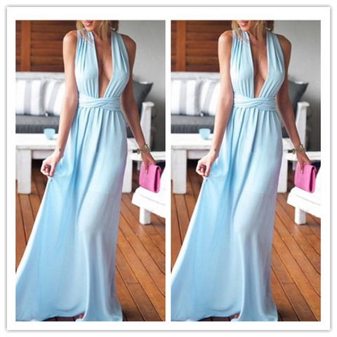 Sexy Deep V-Neck Real Made Prom Dresses