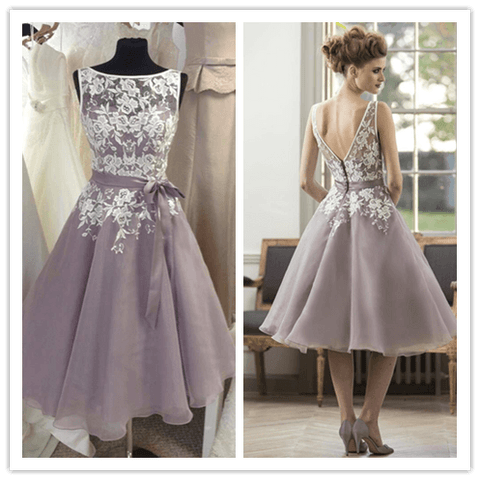 Short Lace and Tulle Celebrity Bridesmaid Dresses Prom Dresses - Laurafashionshop