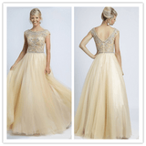 Beading A-line Long Prom Dress - Laurafashionshop