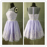 Lace Short Lavender Homecoming Dress Prom Dresses - Laurafashionshop