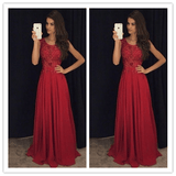 Red Beading Real Made Prom Dresses - Laurafashionshop