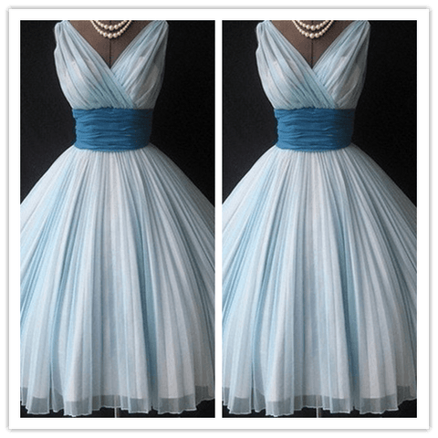 Sexy Short Tulle Blue Fitted Prom Dress - Laurafashionshop