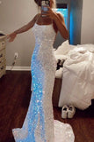 Long Backless Evening Gown Party Dresses Glitter Sequin Mermaid Sparkly Prom Dress
