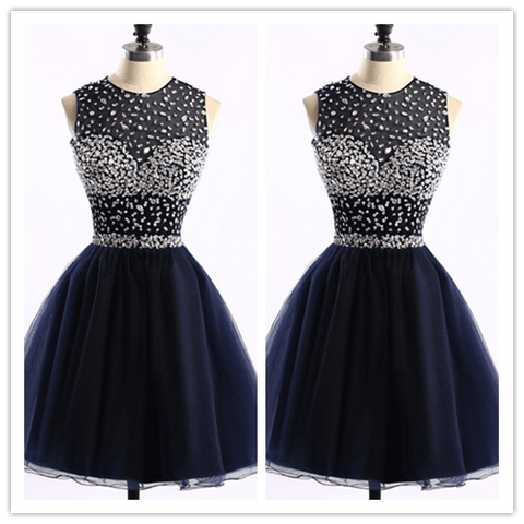 Tulle New Arrivals Black Short Prom Gown Prom Dress - Laurafashionshop