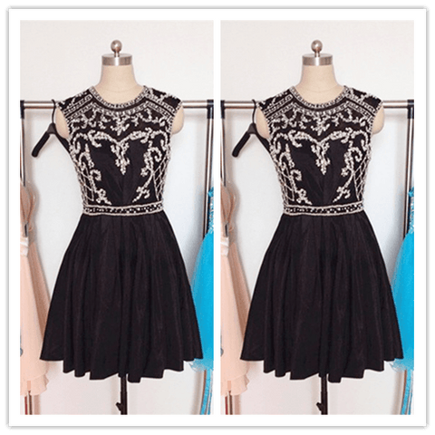 Chiffon Black Homecoming Gowns Prom Dresses - Laurafashionshop