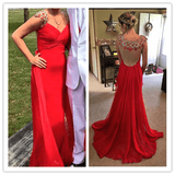 Red Real Made Beading Prom Dresses - Laurafashionshop