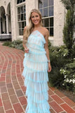 Ruffles Chiffon Fashion Halter Long Party Dress Tulle Prom Dress with Slit