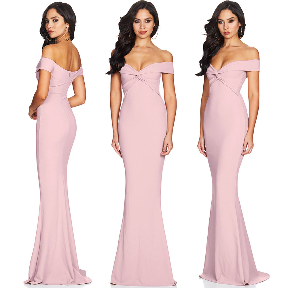 Sexy Off the Shoulder Pink Mermaid Cheap Prom Dresses Formal Evening Dress
