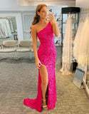 Shiny Mermaid One-shoulder Sequins Prom Dress