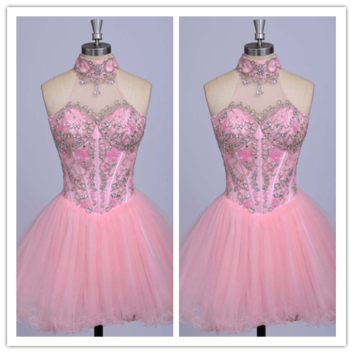 Sweet 16 Dress Beading Blush Pink Prom Dress - Laurafashionshop