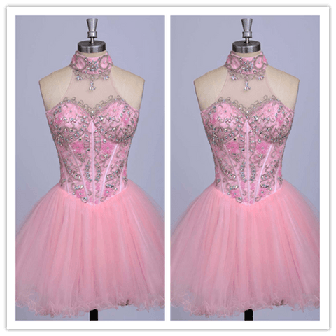 Sweet 16 Dress Beading Blush Pink Prom Dress - Laurafashionshop