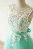 Mint Green Lace Cute Homecoming Dresses Prom Dresses - Laurafashionshop