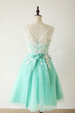 Mint Green Lace Cute Homecoming Dresses Prom Dresses - Laurafashionshop