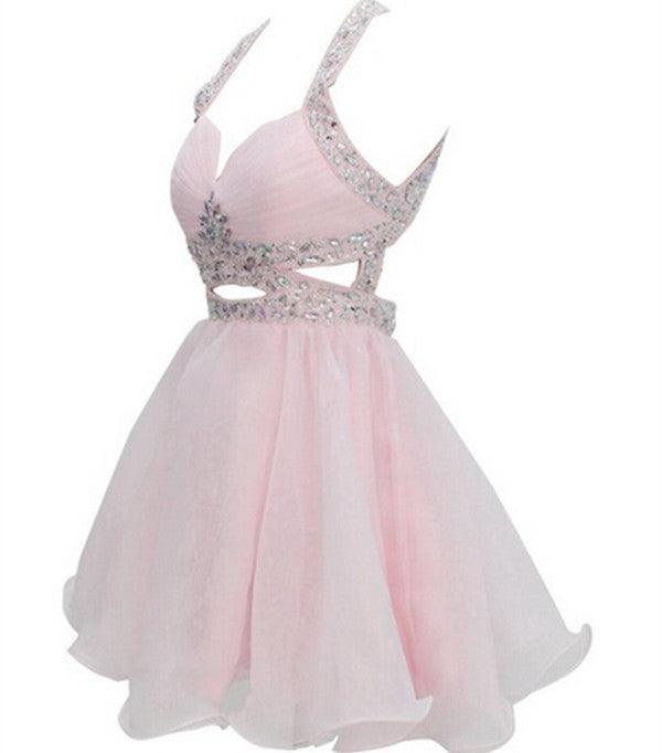 Chiffon Pearl Pink Backless Homecoming Dress Prom Dresses - Laurafashionshop