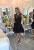 Lace Cute Black Short Homecoming Gowns Prom Dresses - Laurafashionshop
