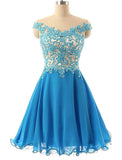Fitted Tulle Lace Blue Homecoming Dress Prom Dresses - Laurafashionshop