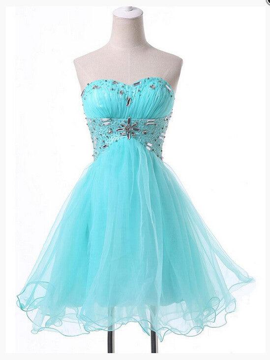 2022 Fashion Blue Tulle Sparkly Sweetheart 16 Dress Prom Dresses - Laurafashionshop