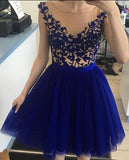 Short Tulle Royal Blue Prom Dress - Laurafashionshop