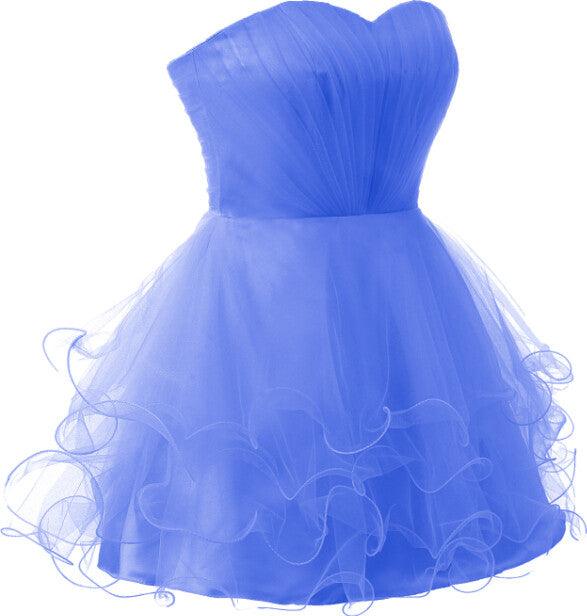 Elegent Blue Short Sweet Homecoming Dresses Prom Dress - Laurafashionshop