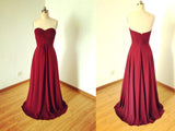 Chiffon Burgundy Bridesmaid Dresses Prom Dresses - Laurafashionshop