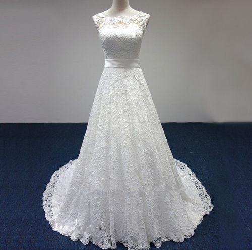 Strapless A-line Lace Wedding Dress - Laurafashionshop