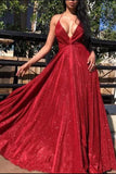 A Line Shinning Red Back To School Party Gown Pageant Dance Dresses Long Prom Dress