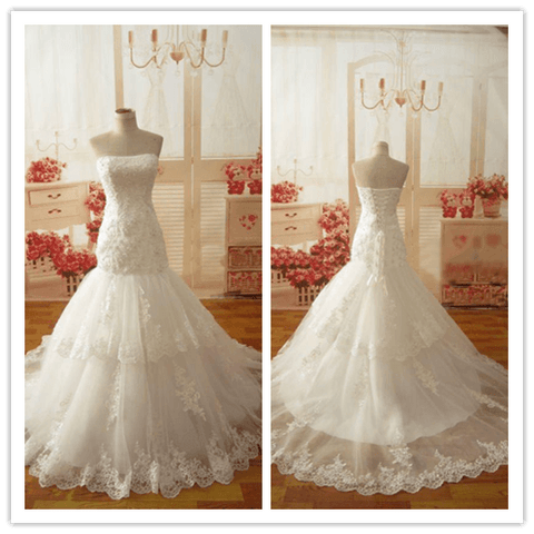 Lace Long Formal wedding dress - Laurafashionshop