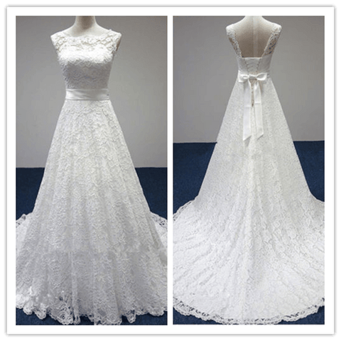 Strapless A-line Lace Wedding Dress - Laurafashionshop