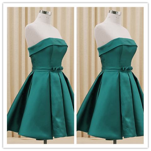 Strapless Satin Short Summer Prom Dresses - Laurafashionshop