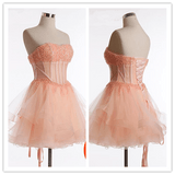 Beading Tulle Blush Pink Cute Homecoming Dress Prom Dresses - Laurafashionshop
