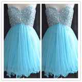 Blue Sweet 16 Dress Tulle Sparkly Sweetheart Prom Dresses - Laurafashionshop