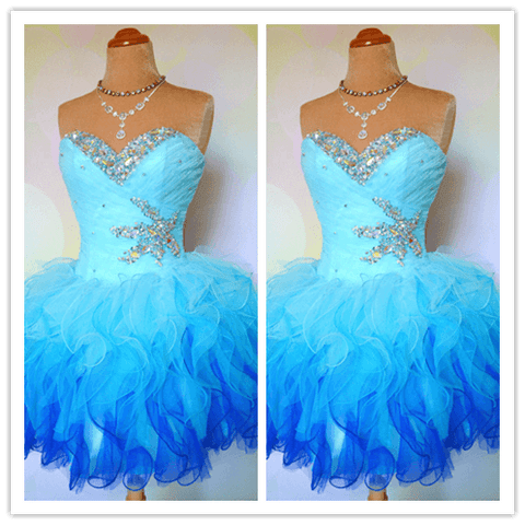 Lace Blue Ball Gown Party Dress Prom Dresses - Laurafashionshop