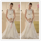V-neck Trumpet Mermaid Sweep Brush Train Wedding Dresses - Laurafashionshop